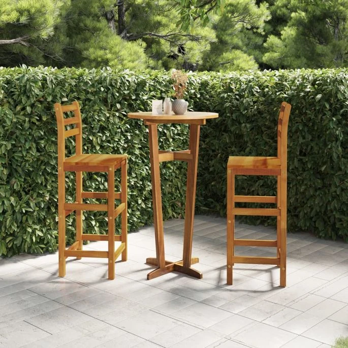 Ensemble De Bar De Jardin 3 Pcs Bois D'acacia Solide 4 Ensemble De Bar De Jardin 3 Pcs Bois D'acacia Solide – Image 2