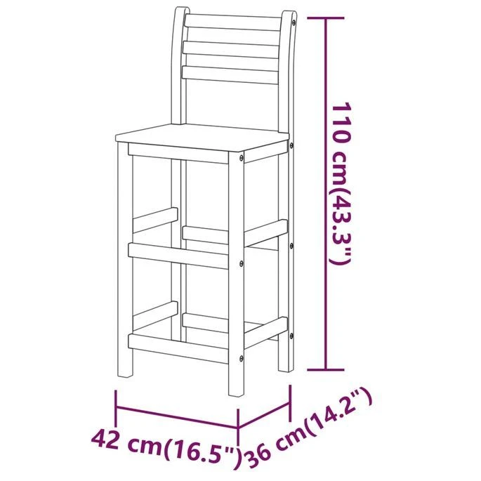 Ensemble De Bar De Jardin 5 Pcs Bois D'acacia Solide 14 Ensemble De Bar De Jardin 5 Pcs Bois D'acacia Solide – Image 12