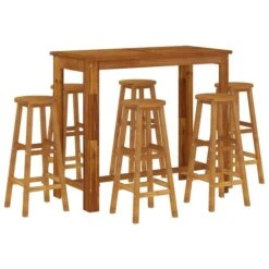 Ensemble De Bar De Jardin 7 Pcs Bois D'acacia Solide -Mobilier De Jardin ensemble de bar de jardin 7 pcs bois d acacia solide 3666722615136 1396836
