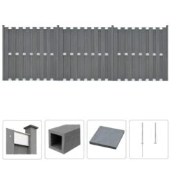 Ensemble De Clôture WPC 3 Carré 562 X 185 Cm Gris 2