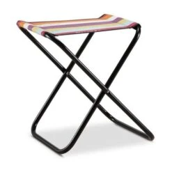 EREDU Tabouret Pliant Camping Maxi 521/L - Polycoton - Noir Et Multicolore