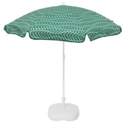 EZPELETA Parasol Inclinable Bora - Ø 160 Cm - Rayé Vert Et Blanc Socle Non Inclus