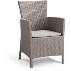 Fauteuil De Jardin Cappucino - Aspect Rotin Tressé Avec Coussin Polyester - ALLIBERT BY KETER - IOWA