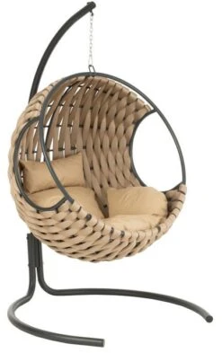 Fauteuil Suspendu Avec Coussin Métal Beige Pona