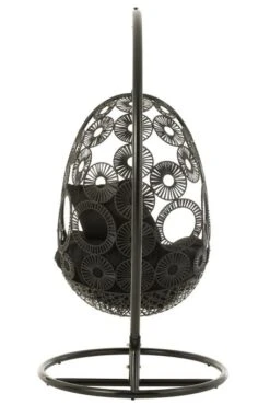 Fauteuil Suspendu Avec Coussins Métal Et Roseau Noir Bula -Mobilier De Jardin fauteuil suspendu avec coussins metal et roseau noir bula 5400924207267 1336065