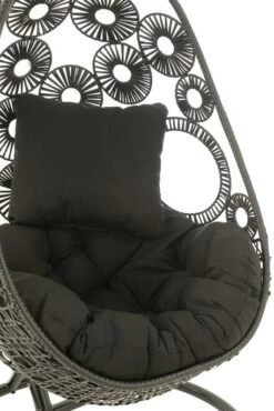Fauteuil Suspendu Avec Coussins Métal Et Roseau Noir Bula -Mobilier De Jardin fauteuil suspendu avec coussins metal et roseau noir bula 5400924207267 1336069