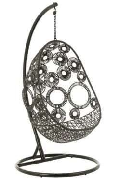 Fauteuil Suspendu Avec Coussins Métal Et Roseau Noir Bula -Mobilier De Jardin fauteuil suspendu avec coussins metal et roseau noir bula 5400924207267 1336070