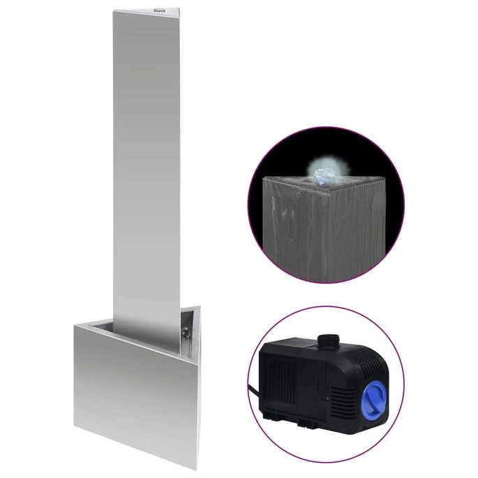 Fontaine De Jardin Argenté 37,7x32,6x110 Cm Acier Inoxydable 4 Fontaine De Jardin Argenté 37,7x32,6x110 Cm Acier Inoxydable – Image 2