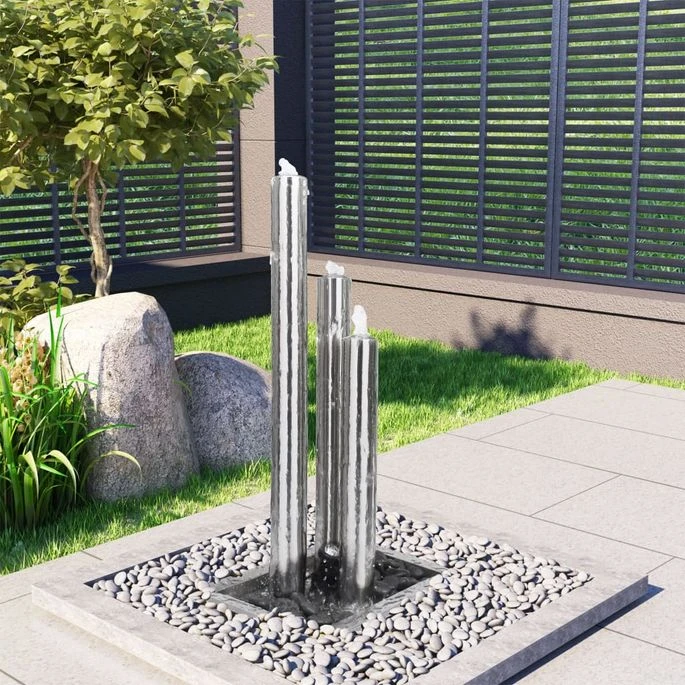 Fontaine De Jardin Argenté 48x34x88 Cm Acier Inoxydable 3 Fontaine De Jardin Argenté 48x34x88 Cm Acier Inoxydable