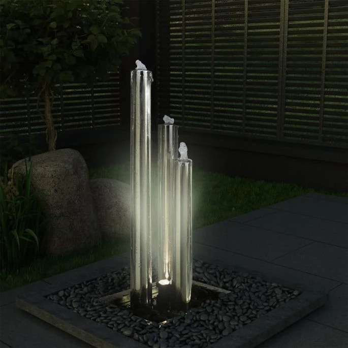 Fontaine De Jardin Argenté 48x34x88 Cm Acier Inoxydable 7 Fontaine De Jardin Argenté 48x34x88 Cm Acier Inoxydable – Image 5