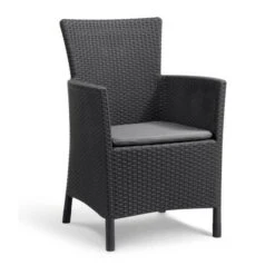 IOWA Fauteuil De Jardin Aspect Rotin Tressé Gris -Mobilier De Jardin iowa fauteuil de jardin aspect rotin tresse gris 8711245129532 566365
