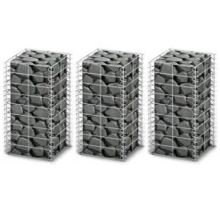Jeu De Panier De Gabion 3 Pcs Fil Galvanisé 25 X 25 X 50 Cm