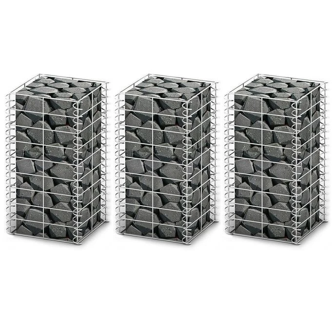Jeu De Panier De Gabion 3 Pcs Fil Galvanisé 25 X 25 X 50 Cm 3 Jeu De Panier De Gabion 3 Pcs Fil Galvanisé 25 X 25 X 50 Cm