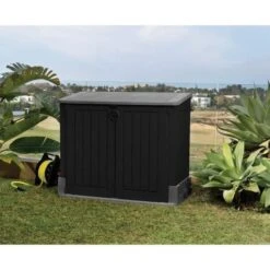 KETER Coffre De Rangement Extérieur Multifonctions En Résine - 845 L - 130x74x110 Cm - Gris Et Noir -Mobilier De Jardin keter coffre de rangement exterieur multifonctions en resine 845 l 130x74x110 cm gris et noir 7290103662011 515652