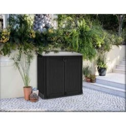 Keter Coffre SIO MIDI 880L Noir/gris -Mobilier De Jardin keter coffre sio midi 880l noir gris 7290112634405 728747