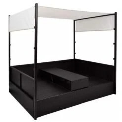 Lit De Jardin à Baldaquin Résine Tressée Noire Uvo -Mobilier De Jardin lit de jardin a baldaquin resine tressee noire uvo 3666722560290 384079