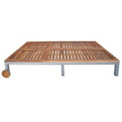 Lit De Jardin à Roues Acacia Massif Clair Et Métal Gris Nubi -Mobilier De Jardin lit de jardin a roues acacia massif clair et metal gris nubi 3666722887090 387235