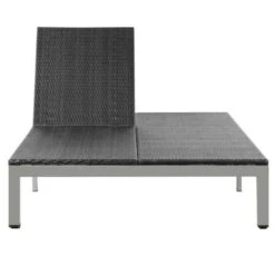 Lit De Jardin à Roues Résine Noire Et Pieds Métal Gris Nubi -Mobilier De Jardin lit de jardin a roues resine noire et pieds metal gris nubi 3666722614610 387060