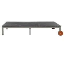 Lit De Jardin à Roues Résine Noire Et Pieds Métal Gris Nubi -Mobilier De Jardin lit de jardin a roues resine noire et pieds metal gris nubi 3666722614610 387061