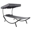 Lit De Jardin Avec Auvent Polyester Gris Et Métal Noir Motio -Mobilier De Jardin lit de jardin avec auvent polyester gris et metal noir 3666722552530 400658