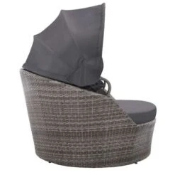 Lit De Jardin Avec Auvent Résine Tressée Et Polyester Gris Uvo -Mobilier De Jardin lit de jardin avec auvent resine tressee et polyester gris uvo 8718475616474 384065