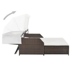 Lit De Jardin Avec Auvent Résine Tressée Marron Et Blanc Imia -Mobilier De Jardin lit de jardin avec auvent resine tressee marron et blanc imia 3666722558815 385542