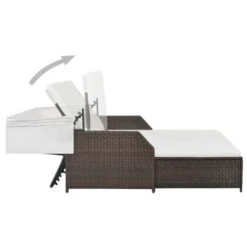 Lit De Jardin Avec Auvent Résine Tressée Marron Et Blanc Imia -Mobilier De Jardin lit de jardin avec auvent resine tressee marron et blanc imia 3666722558815 385543