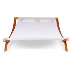 Lit De Jardin Avec Oreillers Tissu Blanc Et Bois Massif Vera -Mobilier De Jardin lit de jardin avec oreillers tissu blanc et bois massif vera 8718475505730 387982