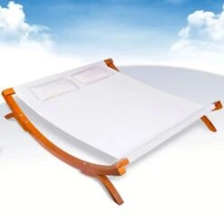 Lit De Jardin Avec Oreillers Tissu Blanc Et Bois Massif Vera -Mobilier De Jardin lit de jardin avec oreillers tissu blanc et bois massif vera 8718475505730 387983