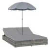 Lit De Jardin Avec Parasol Polyester Et Résine Tressée Gris Uvo -Mobilier De Jardin lit de jardin avec parasol polyester et resine tressee gris uvo 3666722555609 388321