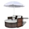 Lit De Jardin Avec Parasol Résine Tressée Marron Uvo -Mobilier De Jardin lit de jardin avec parasol resine tressee marron uvo 3666722560023 384464