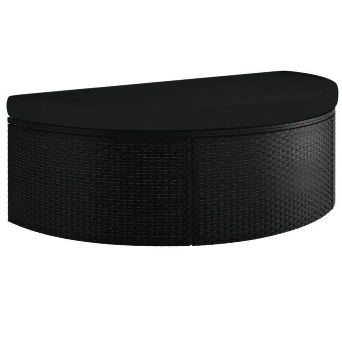 Lit De Jardin Avec Parasol Tissu Et Résine Tressée Noire Uvo 5 Lit De Jardin Avec Parasol Tissu Et Résine Tressée Noire Uvo – Image 3