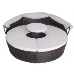 Lit De Jardin Avec Toit Et Table Résine Tressée Marron Velass -Mobilier De Jardin lit de jardin avec toit et table resine tressee marron velass 8718475501831 384441