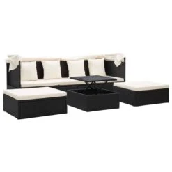 Lit De Jardin Avec Toit Noir Résine Tressée 16 Lit De Jardin Avec Toit Noir Résine Tressée -Mobilier De Jardin lit de jardin avec toit noir resine tressee 3666722323734 981878