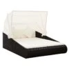Lit De Jardin Avec Toit Tissu Blanc Et Résine Tressée Noire Nov -Mobilier De Jardin lit de jardin avec toit tissu blanc et resine tressee noire 8719883860435 400440