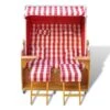 Lit De Jardin Bois Résine Tressée Et Tissu Rouge Blanc Zadi -Mobilier De Jardin lit de jardin bois resine tressee et tissu rouge blanc zadi 388859