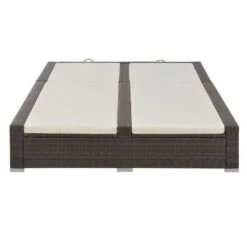 Nouvelles versions -Mobilier De Jardin lit de jardin double tissu beige et resine tressee marron 3666722554565 389451