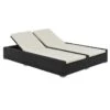 Lit De Jardin Double Tissu Beige Et Résine Tressée Noire Luvi -Mobilier De Jardin lit de jardin double tissu beige et resine tressee noire 3666722554558 389454