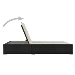 Lit De Jardin Double Tissu Beige Et Résine Tressée Noire Luvi -Mobilier De Jardin lit de jardin double tissu beige et resine tressee noire 3666722554558 389456