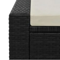 Lit De Jardin Double Tissu Beige Et Résine Tressée Noire Luvi -Mobilier De Jardin lit de jardin double tissu beige et resine tressee noire 3666722554558 389457