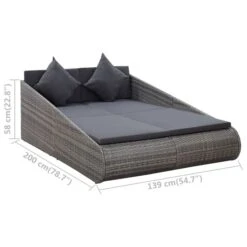 Lit De Jardin Gris 200x139 Cm Résine Tressée -Mobilier De Jardin lit de jardin gris 200x139 cm resine tressee 8719883860411 980757