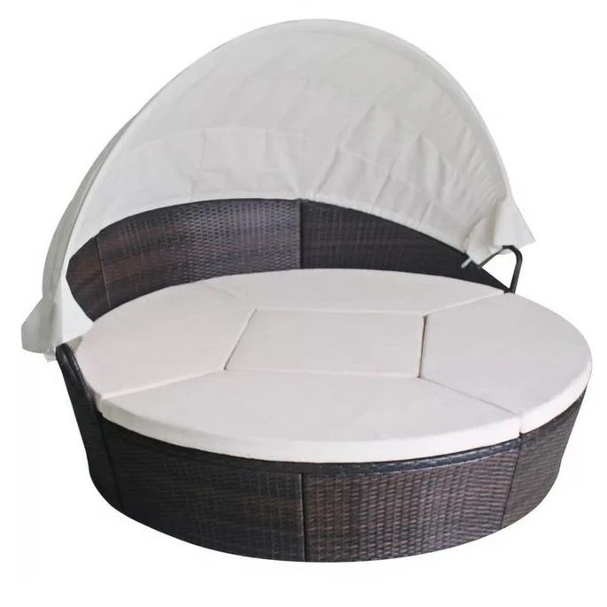 Lit De Jardin Modulable à Auvent Résine Tressée Marron Velass 3 Lit De Jardin Modulable à Auvent Résine Tressée Marron Velass