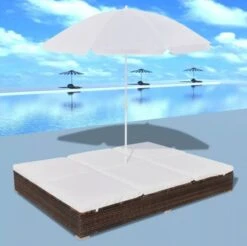 Lit De Jardin Réglable Avec Parasol Résine Tressée Marron Uvo -Mobilier De Jardin lit de jardin reglable avec parasol resine tressee marron uvo 3666722559867 384580