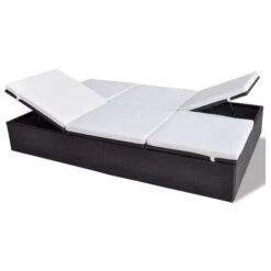 Lit De Jardin Résine Tressée Marron Et Polyester Blanc Imia -Mobilier De Jardin lit de jardin resine tressee marron et polyester blanc imia 3666722559522 384940