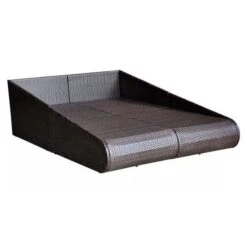 Lit De Jardin Résine Tressée Marron Et Polyester Blanc Imia 2 -Mobilier De Jardin lit de jardin resine tressee marron et polyester blanc imia 3666722560283 384083