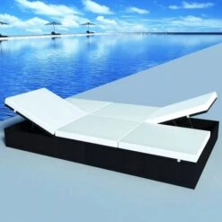 Lit De Jardin Résine Tressée Noire Et Polyester Blanc Imia 2 -Mobilier De Jardin lit de jardin resine tressee noire et polyester blanc imia 3666722559515 384946