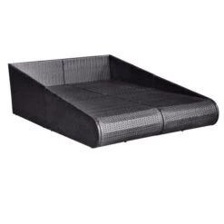 Lit De Jardin Résine Tressée Noire Et Polyester Blanc Imia -Mobilier De Jardin lit de jardin resine tressee noire et polyester blanc imia 3666722560276 384086