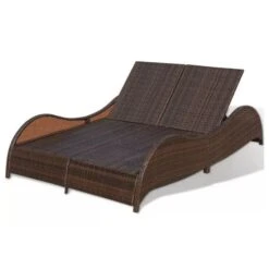 Lit De Jardin Tissu Blanc Et Résine Tressée Marron Methy -Mobilier De Jardin lit de jardin tissu blanc et resine tressee marron methy 3666722557658 386651