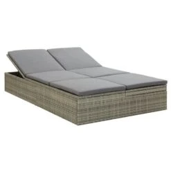 Lit De Jardin Tissu Et Résine Tressée Gris Viali