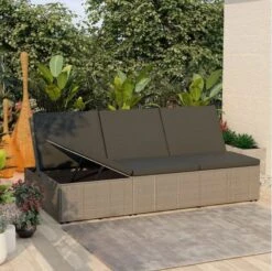 Lit De Jardin Tissu Et Résine Tressée Gris Viali -Mobilier De Jardin lit de jardin tissu et resine tressee gris 3666722554442 389551